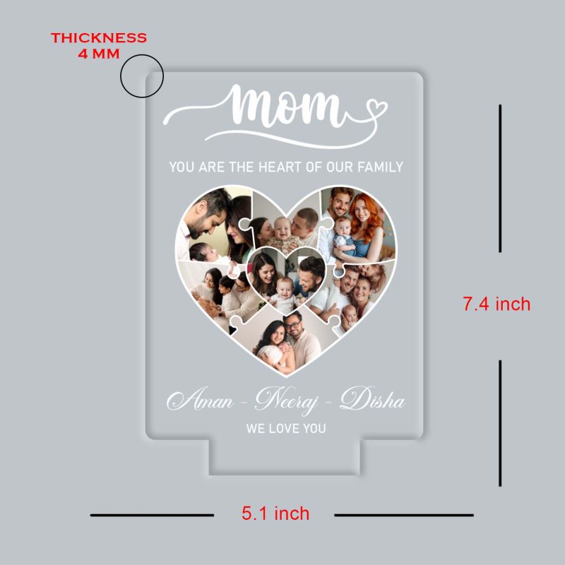 Personalized Mom Photo Collage LED Night Lamp Mother's Day & Birthday Gifts for Mom Heartwarming Home Decor & Gift for Every Occasion Warm White Light